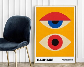 Póster Bauhaus Eye: Impresión artística abstracta geométrica amarilla