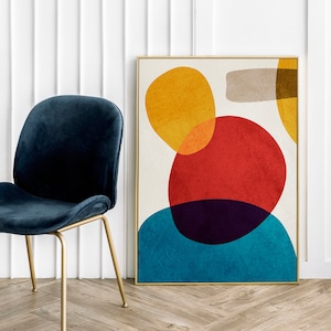 Farbenfrohe Moderne Geometrie Abstraktion v3 - Kunst Poster Wand Dekoration Galerie Wand Papier Druck