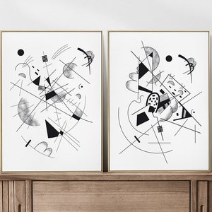 Set of 2 Prints, Set of 2 Wall Art, Set of 2 posters Kandinsky Black and white Posters