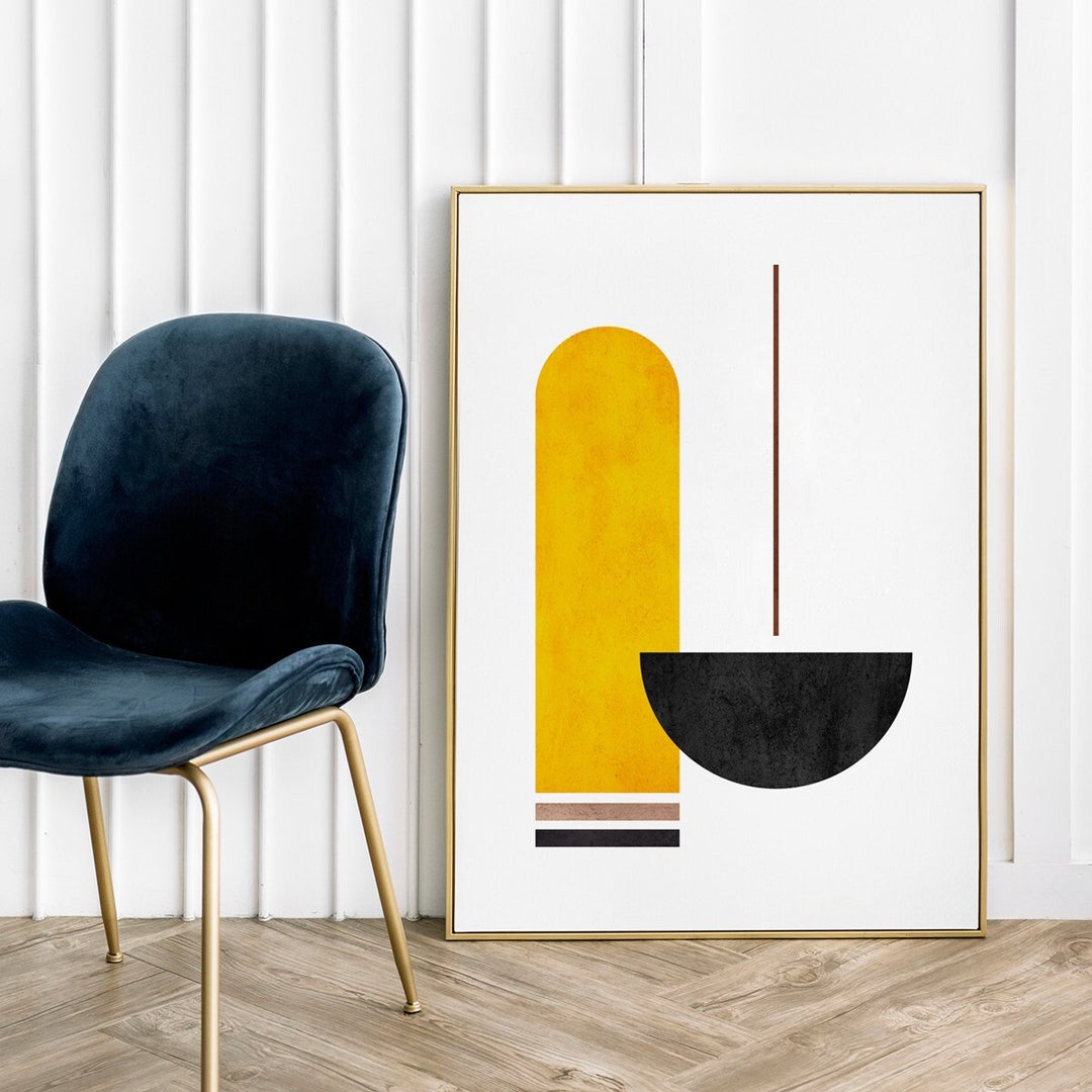 Black and Yellow Abstract Poster Poster Art Popular Geometry Art Etsy