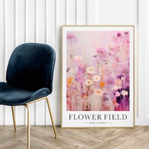 Campo de flores - Póster con flores, arte rosa