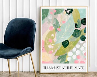 Lámina botánica colorida: decoración de pared con flores y plantas