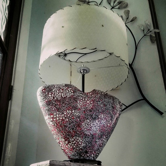 Bedroom Lounge Home Table Lamp Glam Glitz Red Black Gold Silver Handmade Vintage Parchment Bespoke Unique Christmas Gift Ideas