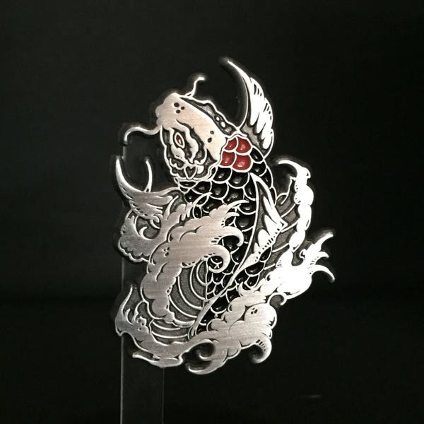 Antique silver Koi lapel pin