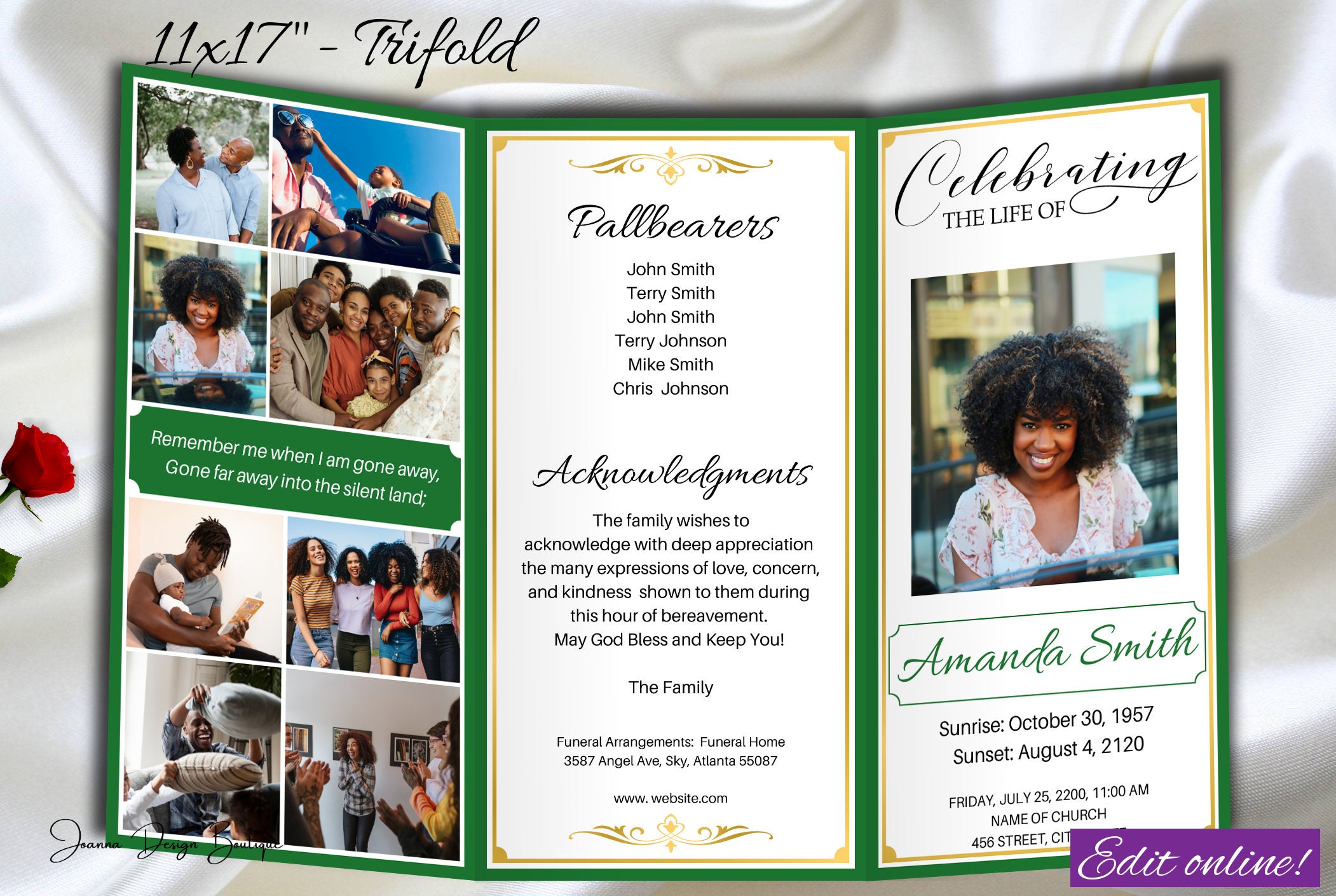 Air Bubbles Trifold Funeral Program Template