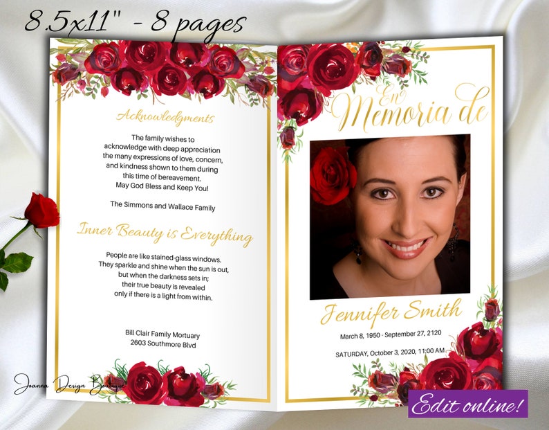 Spanish Funeral Program Template Free Spanish Funeral Program Template Free