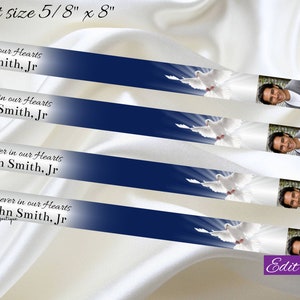 Modello nastro commemorativo in argento blu Nastro commemorativo con foto Nastro commemorativo Colomba Modello nastri commemorativi Nastro con immagine, 0-027f