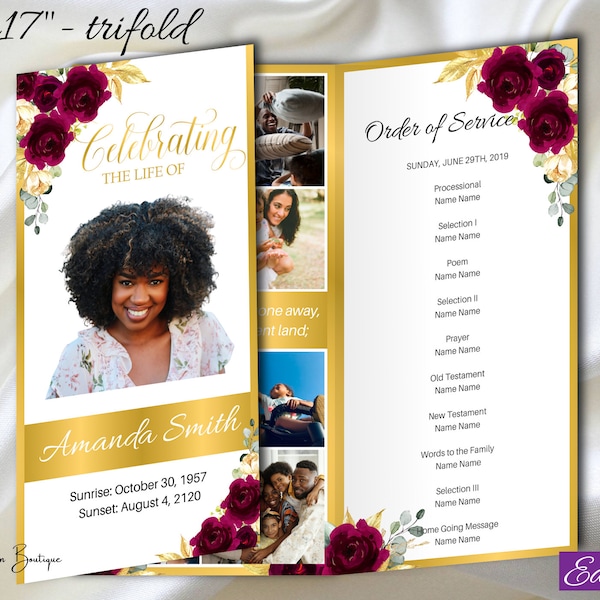 11x17 Burgundy Trifold Funeral Program Etsy 11x17 Burgundy Trifold Funeral Program Etsy