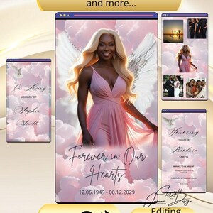 Pink Sky Funeral Invitation for Phone Pink Memorial Service Invite Angel Wing Celebration of Life Electronic Video Animated Heaven Gat,004Vf
