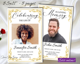 Gold Funeral Programm Vorlage Königliches Beerdigungsprogramm für Frauen Mann Gold-Gedenk-Service-Programm Luxus-Memory Obituary Programm Memory Progra