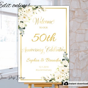 50th anniversary welcome sign,50th anniversary poster,50th Anniversary Sign template,50 Anniversary decoration,Wedding Anniversary sign,123