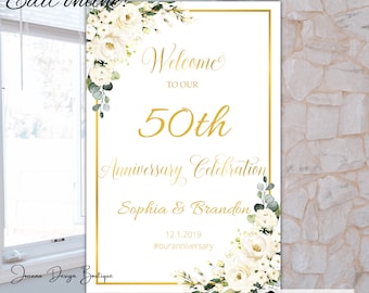 50th anniversary welcome sign,50th anniversary poster,50th Anniversary Sign template,50 Anniversary decoration,Wedding Anniversary sign,123
