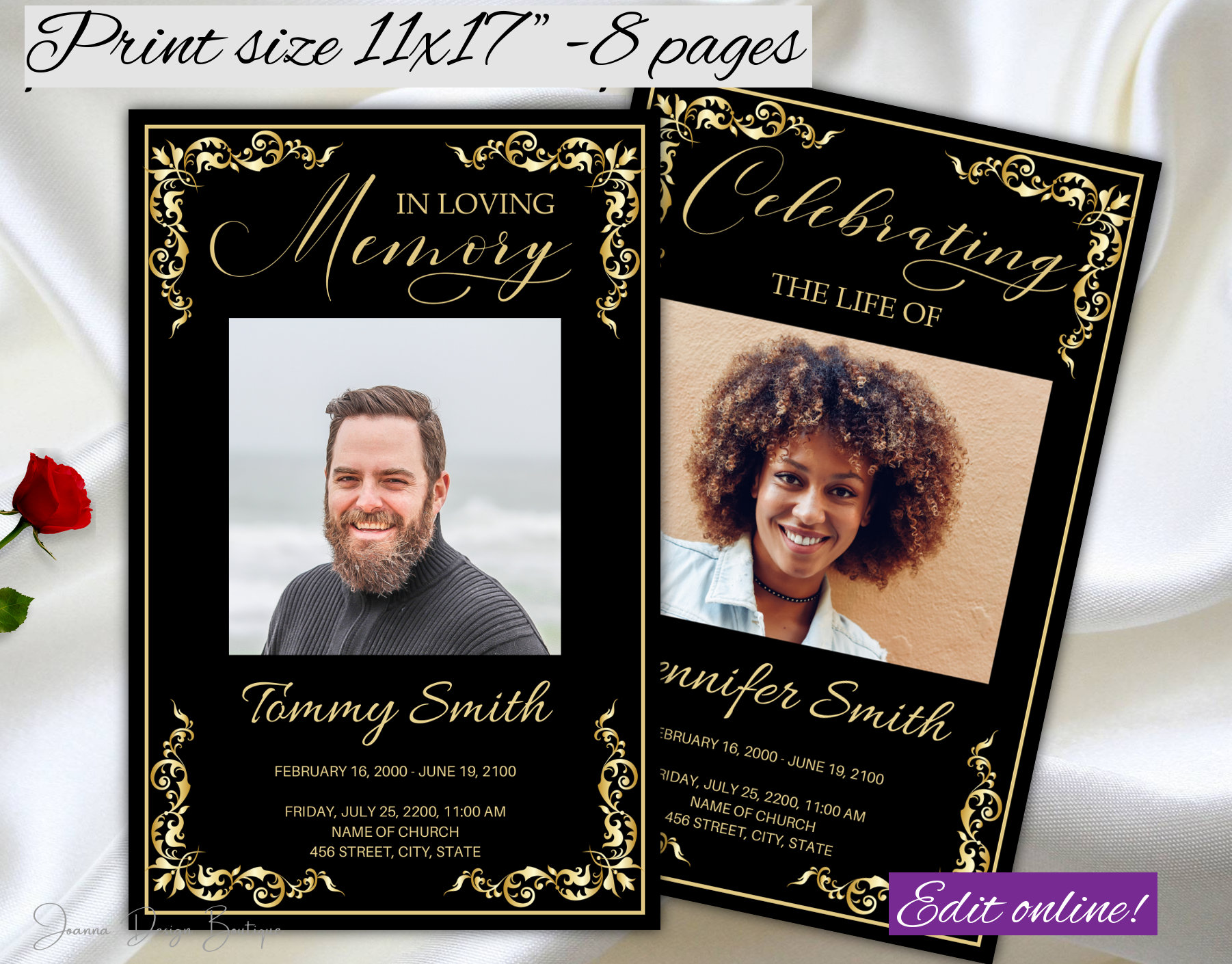 Black Gold Funeral Obituary Program Template for Man 8 Pages Etsy Black Gold Funeral Obituary Program Template for Man 8 Pages Etsy