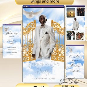Blue Sky Funeral Invitation for Phone Video Blue Sky Memorial Invite Announcement Celebration of Life evite Heaven Gate Dove Animated,003Vf
