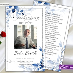 Navy Blue Funeral Bundle Set Funeral Memorial Service Bundle Funeral