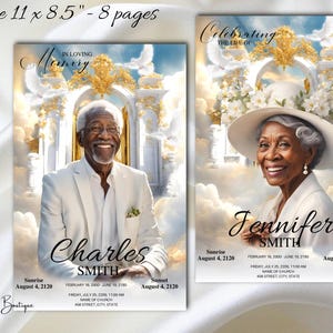 Puerta del Cielo Sky Obituario Programa Funerario Puerta del Cielo Sky Blue Obituario Celebración de la Vida Orden del Servicio Conmemorativo 8.5x11,1-003f