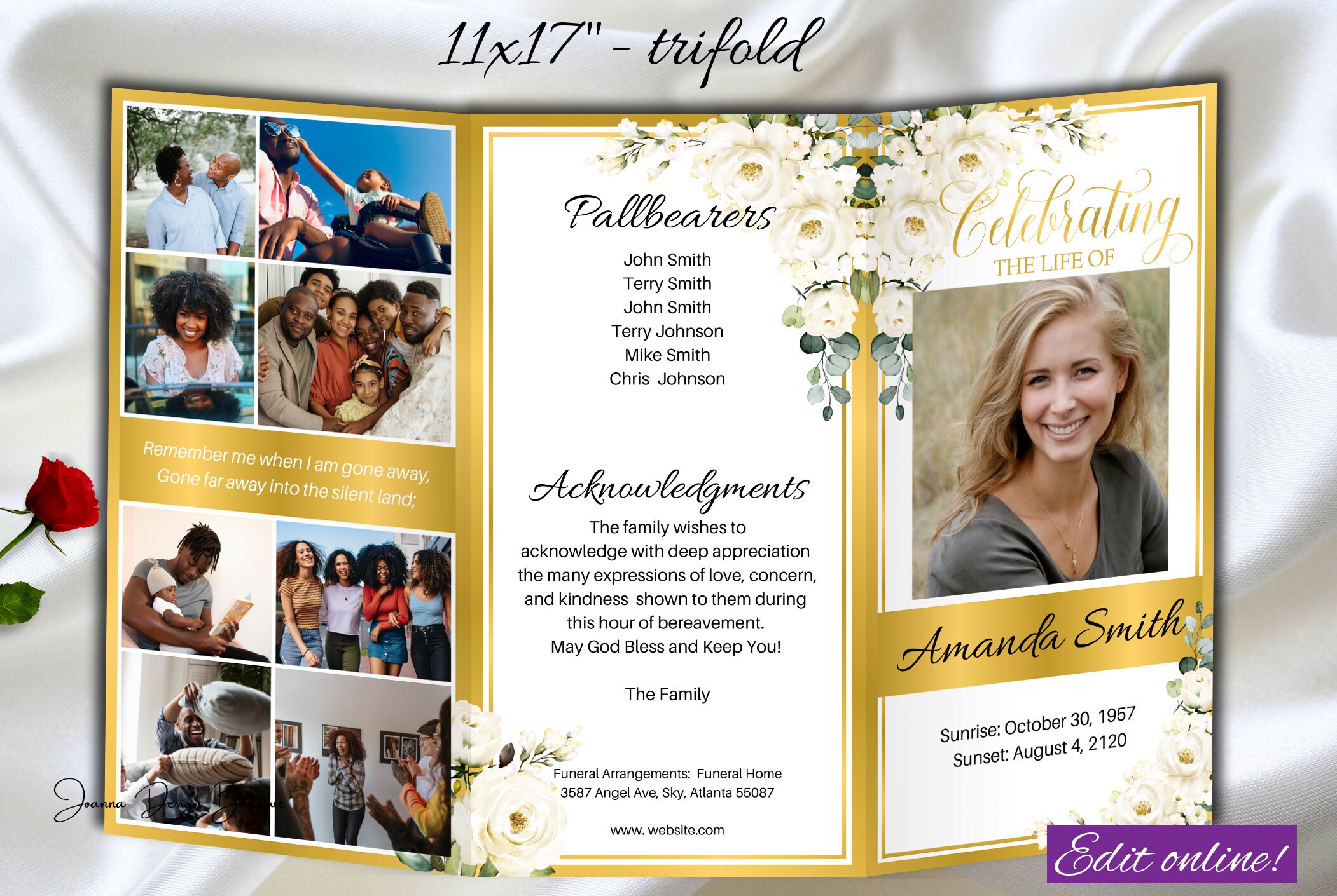 Air Bubbles Trifold Funeral Program Template