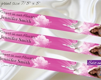 Dove Memorial Ribbon Template Memorial Ribbon with Photo Pink Sky Memorial Ribbon Dove Memorials Ribbons Ribbon with Photo Celebratio,0-043f