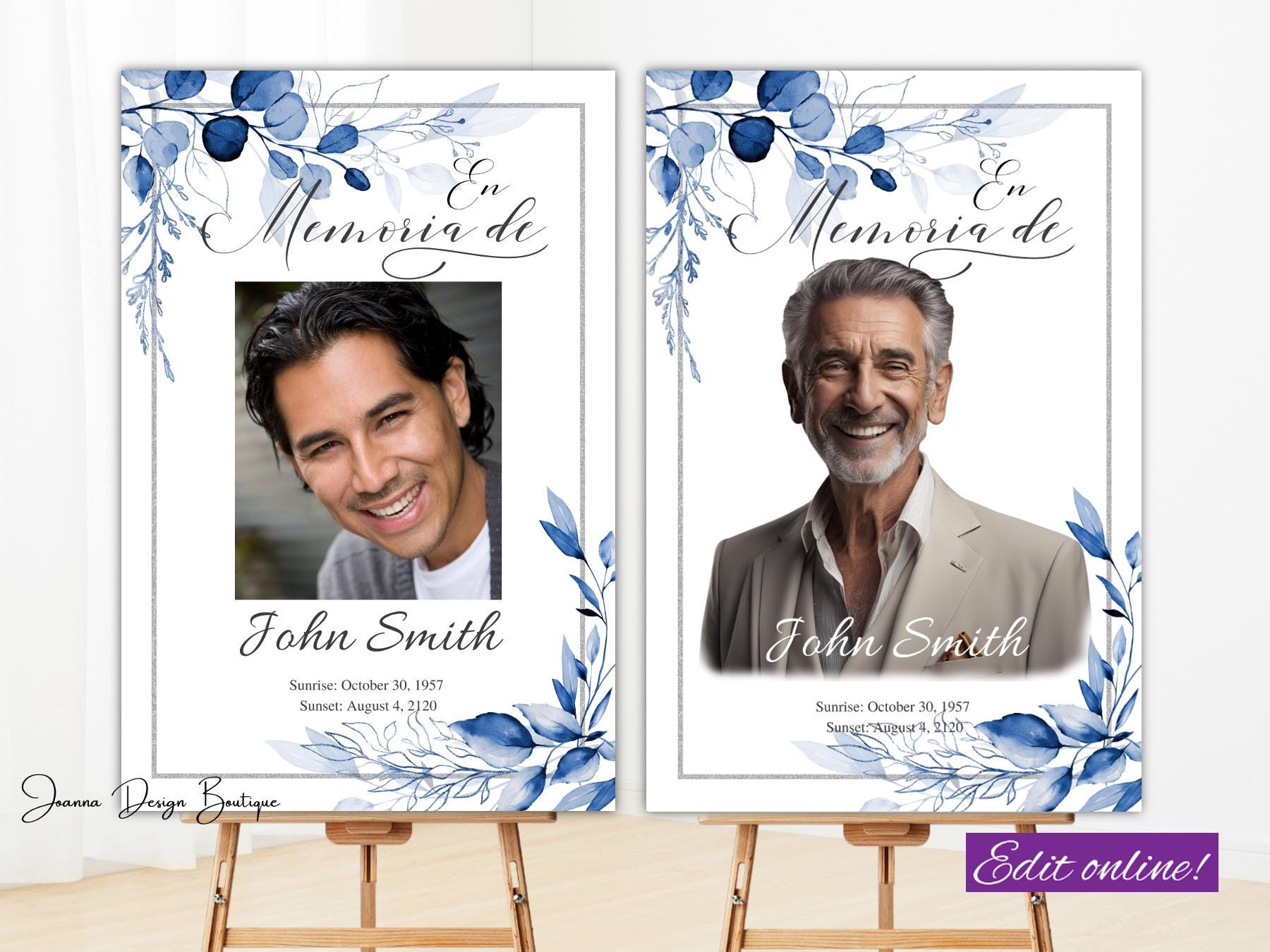 Celebrando La Vida De Blue En Memoria De Funeral Memorial Sign Poster Spanish Leaves Memorial Service Sign Women Obituary Memory Male,161f