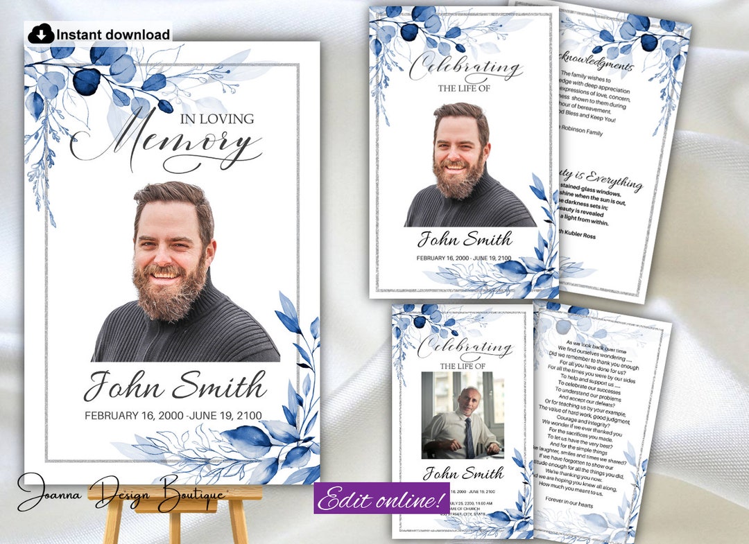 Navy Blue Funeral Bundle Set Funeral Memorial Service Bundle Funeral