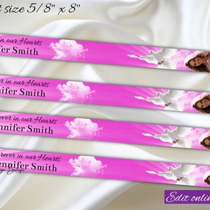 Dove Memorial Ribbon Template Memorial Ribbon with Photo Pink Sky Memorial Ribbon Dove Memorials Ribbons Ribbon with Photo Celebratio,0-060f