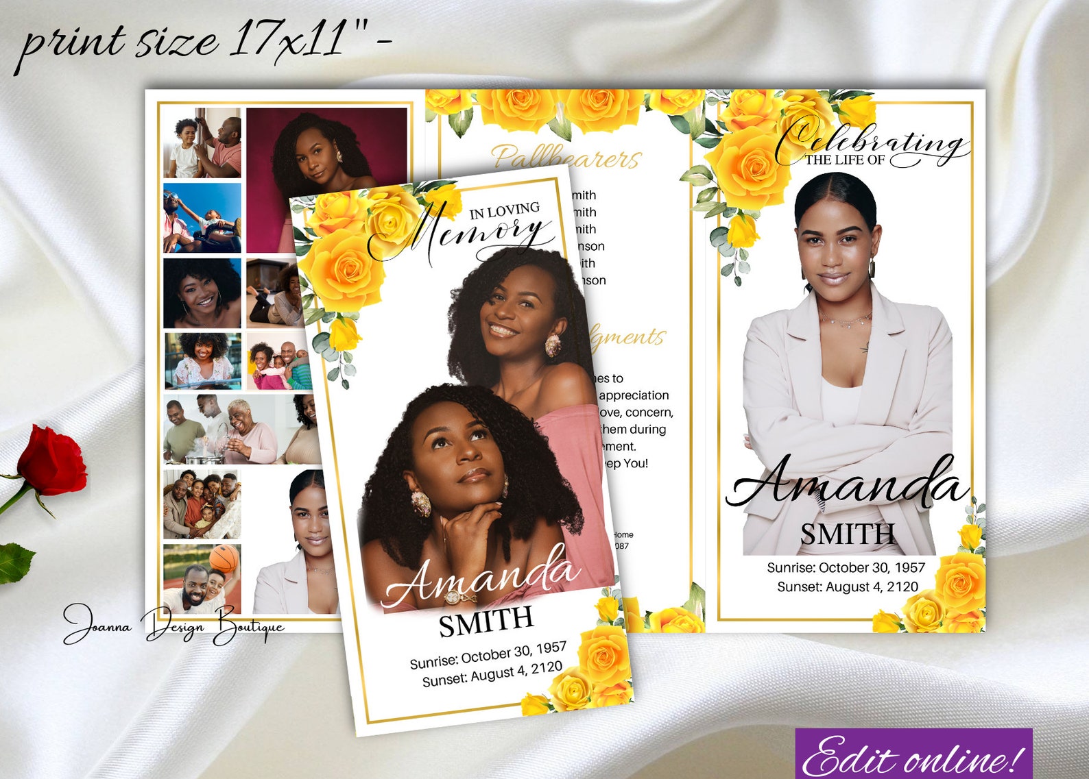 Yellow Roses Funeral Vector Yellow Roses Obituary Funeral Program Yellow Flowers Obituary ...