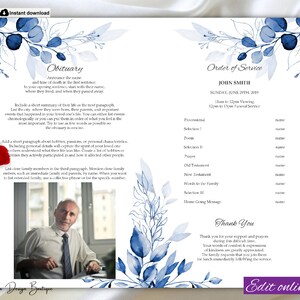 Navy Blue Funeral Bundle Set Funeral Memorial Service Bundle Funeral