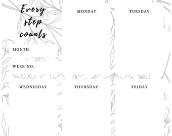 Every step counts - motivational printable weekly planner (A4, A5, Letter)