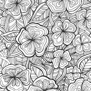 Floral coloring page, digital paper, A4 & Letter