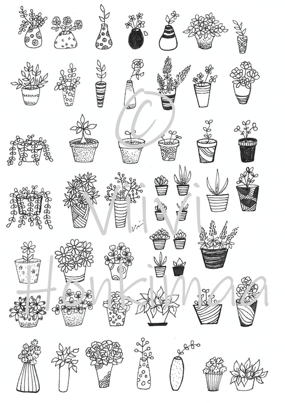 Potted Plant Stickers Printable A4 & Letter Etsy