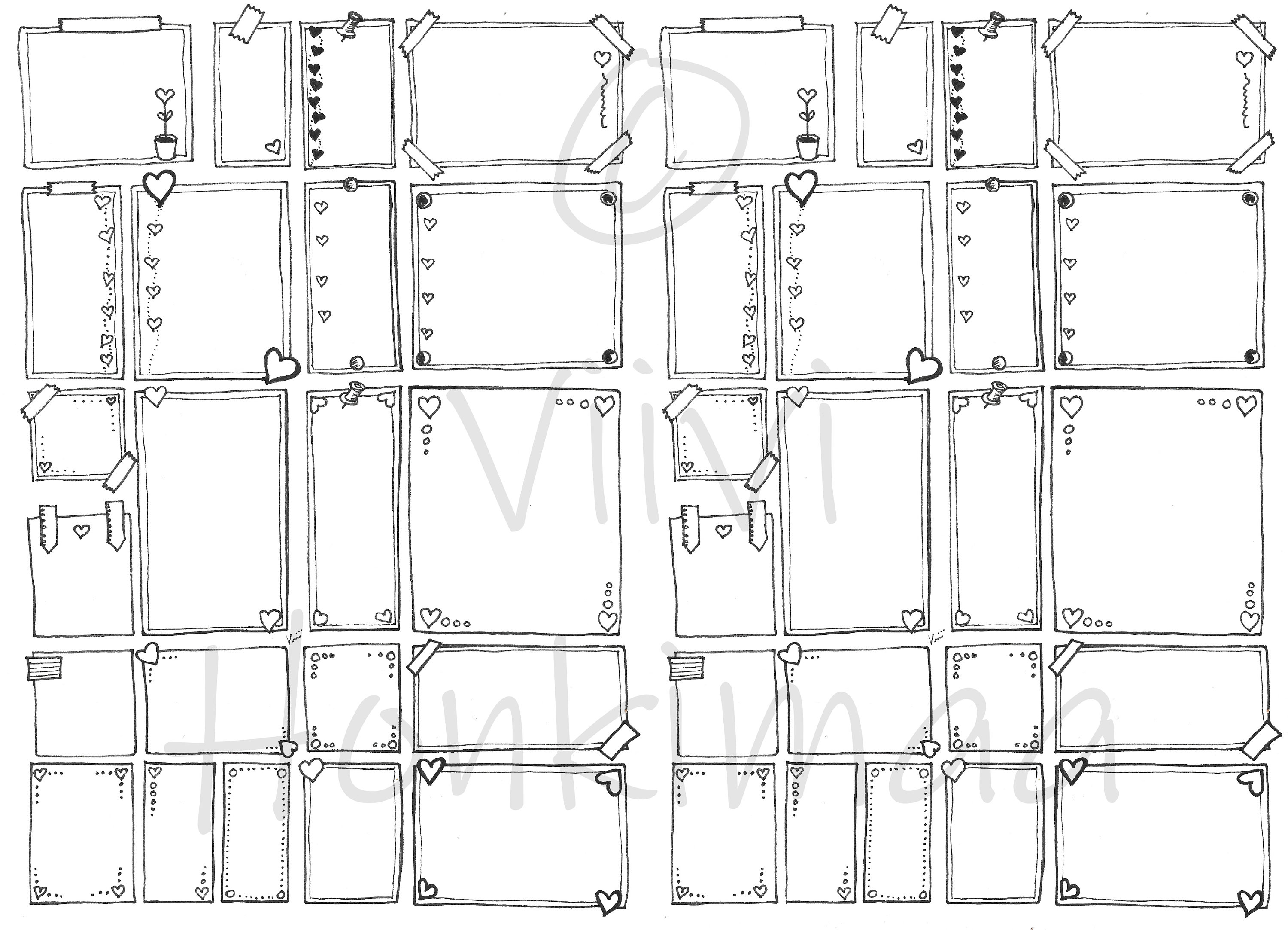 A5 Note Sticker Sticky Notes Doodle Stickers Printable (A4, A5, US Letter, Half Letter ...