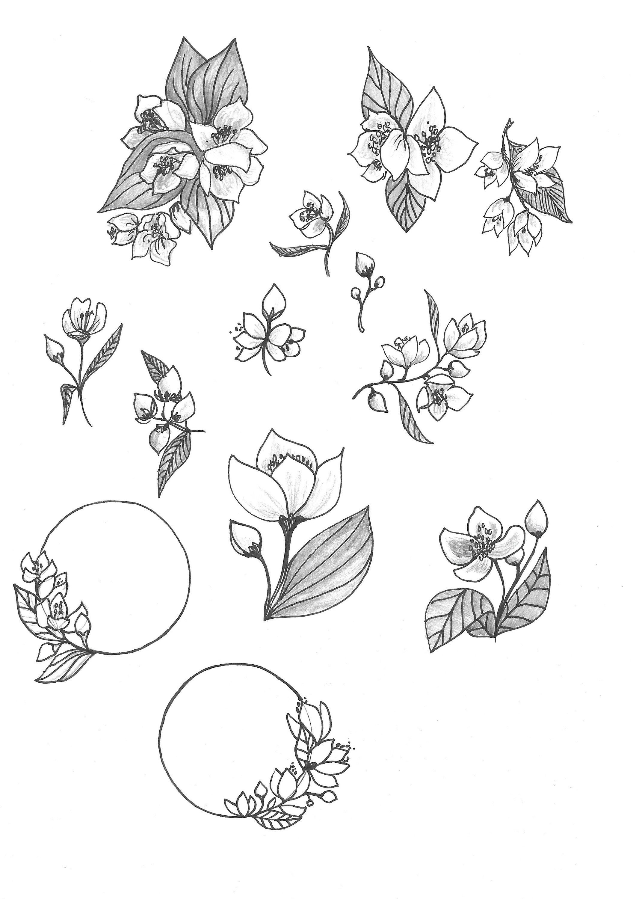 printable jasmine flower stickers a4 a5 us letter half etsy