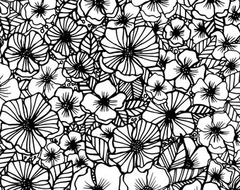 Detailed floral coloring sheet printable, A4 & Letter