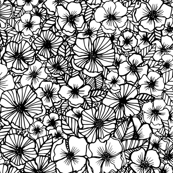 Detailed floral coloring sheet printable, A4 & Letter