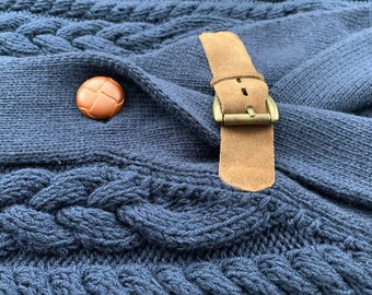 Aran style merino wool hand-knitted Irish cardigan sweater, Replica of Irish cardigan actor wears in "Blue Blood", Custom knit replica
