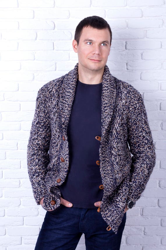 PulloverBoutique Custom Men's Hand Knit Cardigan, Made to Order Model, Replica Cardigan, Hand Knit Stylish Sweater, Casual Wool Cardigan
