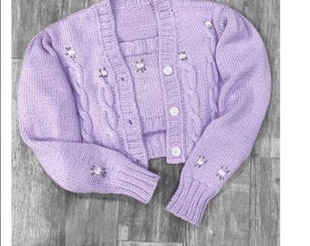 Designer wool lilac cardigan and bandeau top replica