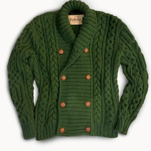 Aran style merino wool hand-knitted Irish cardigan sweater image 2