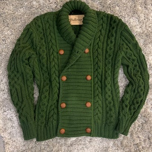 Aran style merino wool hand-knitted Irish cardigan sweater image 4