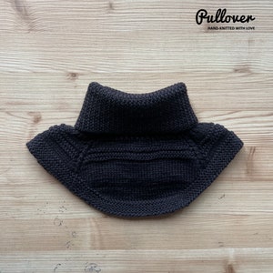 Neck warmer, Knit merino wool collar, Dickie turtleneck, Mock Turtleneck, knit winter accessories, dark blue neck warmer
