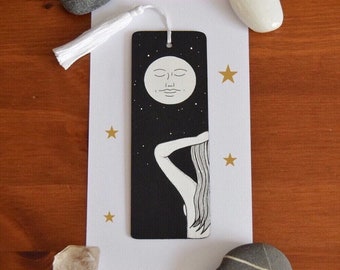 Moon Bookmark with Tassel | Book Lovers Gift | Book Accessory | Moon Art | Moon Gazer | Lunar Art | Book Mark