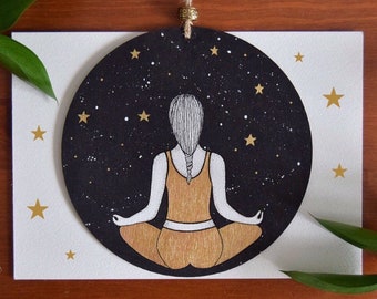 Meditation Art | Yoga Gift | Hand Painted Wall Hanging | Cosmic Art | Room Décor