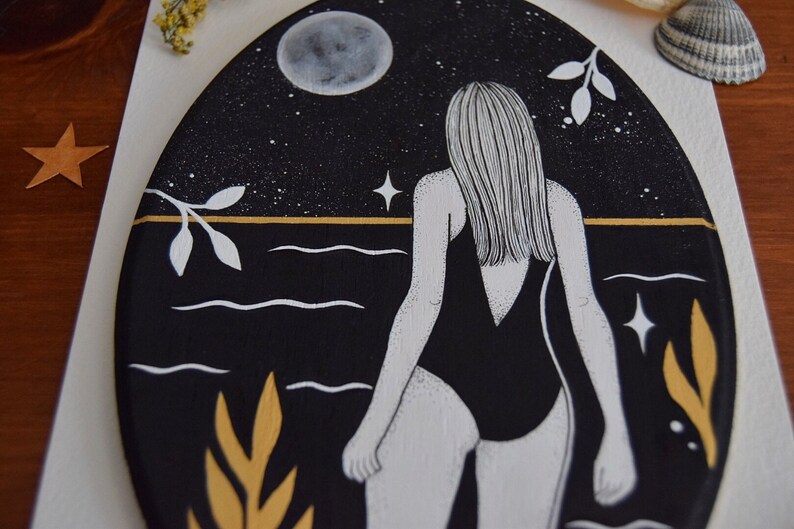 Wild Swimmer | Wild Swimming Art | Wild Swim Gift | Open Water Swimmer Print | Swimming Art | Night Swimming | Ocean Swimmer | Nature Art bild 6