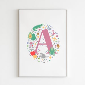 A es para... ¡Impresión infantil digital descargable inicial con caimanes, aguacates, astronautas y más!