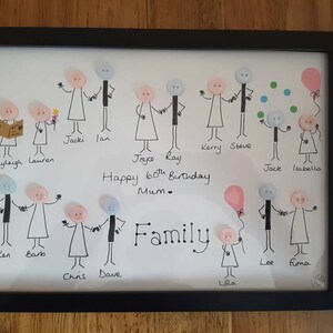 Handmade Personalised Button Family Tree Picture A4 Frame Gift Present ...