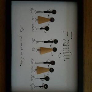 Handmade Personalised Button Family Tree Picture A4 Frame Gift Present ...