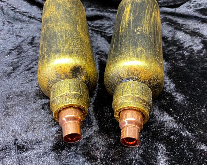 Steampunk air/fuel tanks x2 old brass effect . 26cms long