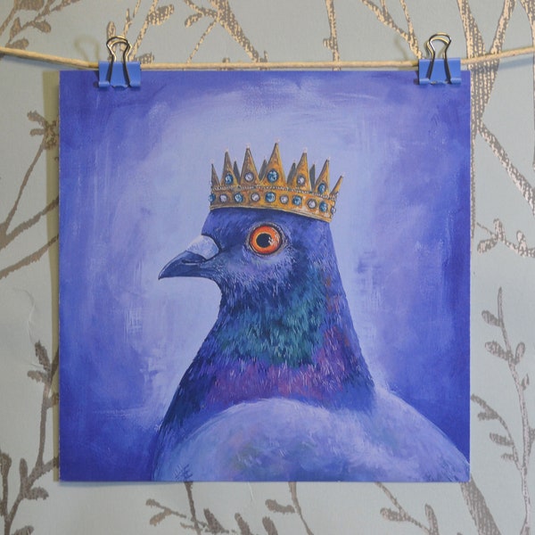 King Pigeon Square Print