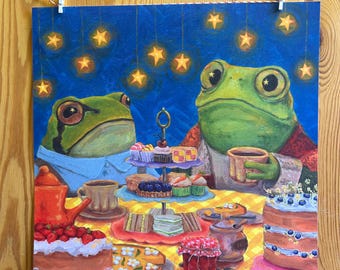 Frog Tea Party Square Print