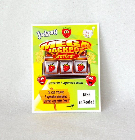 Jackpot Fraise 1 Carte Jeu à Gratter Personnalisé Mariage Témoin Grossesse Annonce Demande Ticket Parrain Marraine Mamie Cadeau Original